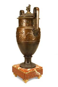 Pair of French Victorian Bronze Patinated Urns