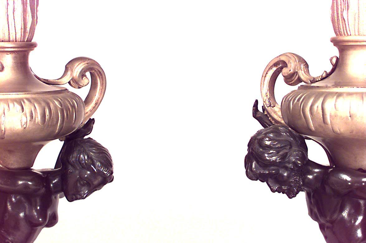 Französische viktorianische Bronze-Tischlampen, Paar im Zustand „Gut“ im Angebot in New York, NY