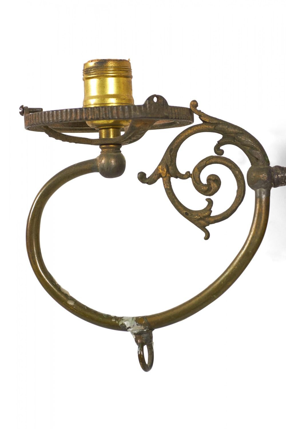 Bronzo Pair of French Victorian Bronze Torch Design Wall Sconces in vendita