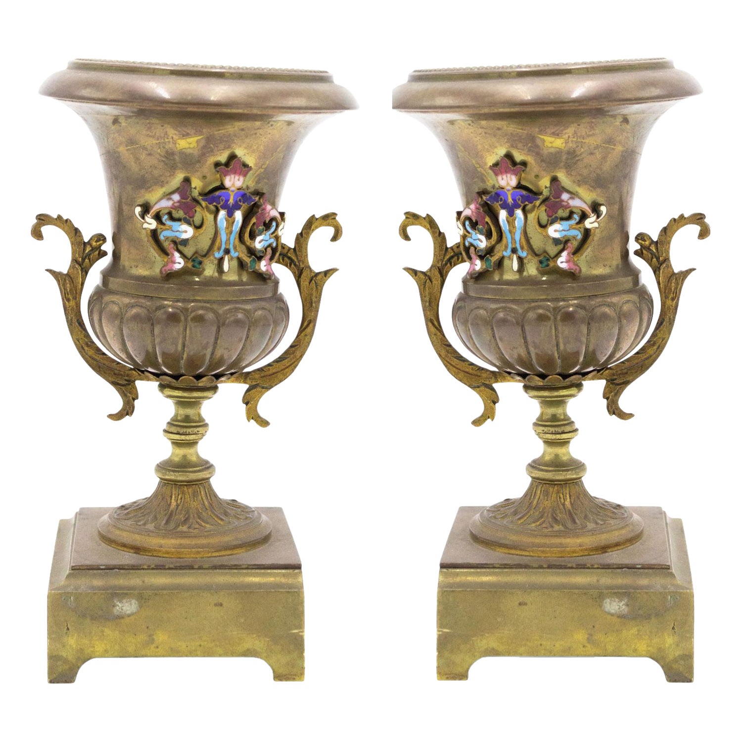 Pair of French Victorian Bronze Urns