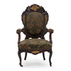 Pair of French Victorian Carved Rosewood Armchairs