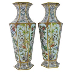 Pair of French Victorian Cloisonné Vases