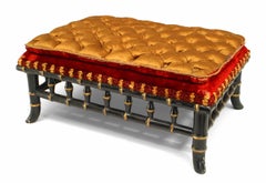 Pair of French Victorian Gold and Red Foot Stools