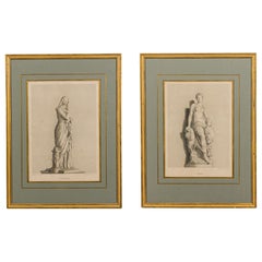 Pair of French Victorian Figural Engraving Prints Titled "Vestale"
"Euterpe"