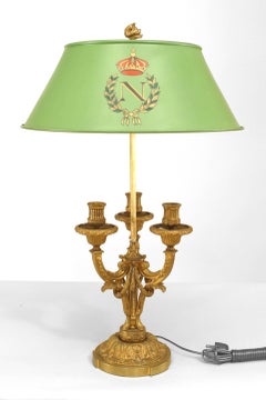 Pair of French Victorian Gilt Bronze Three-Arm Bouillotte Lamps