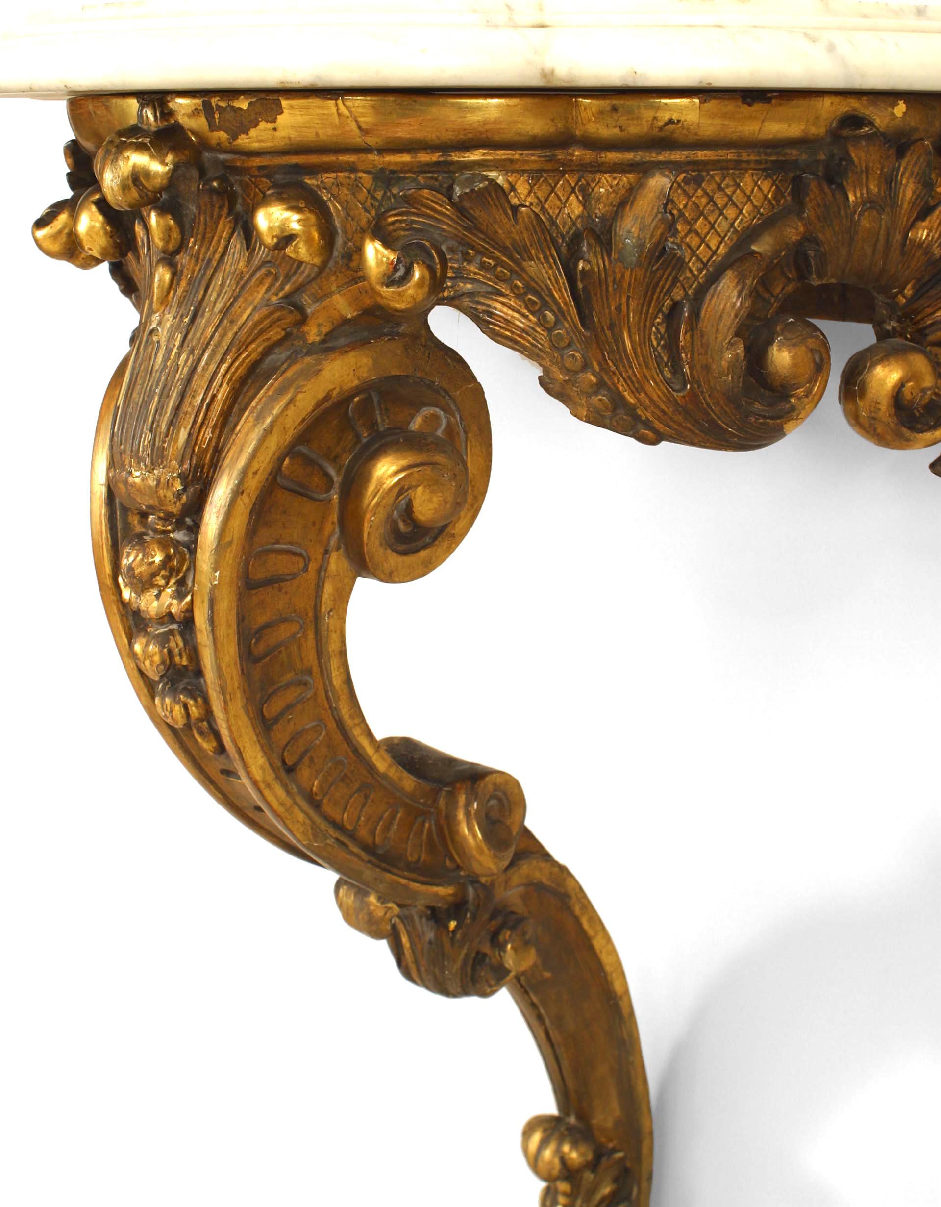Pair of French Victorian Gilt Carved Bracket Consoles In Good Condition For Sale In Queens, NY