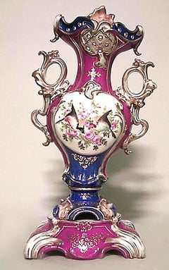 Pair of French Victorian Jacob Petit Style Porcelain Vases