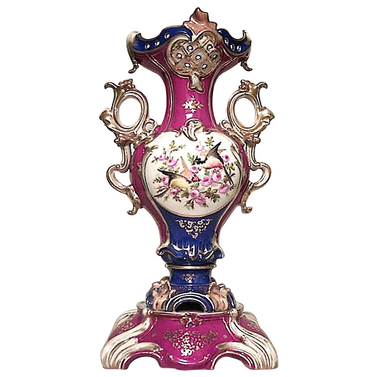 Pair of French Victorian Jacob Petit Style Porcelain Vases