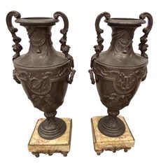 Pair of French Victorian metal urns