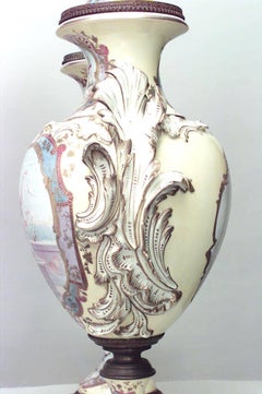 Pair of French Victorian Yellow Sevres Porcelain Vases