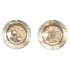Antique Pair of French Victorian Pewter Round Wall Plates