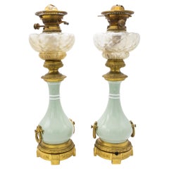Pair of French Victorian Porcelain Oil Lamps