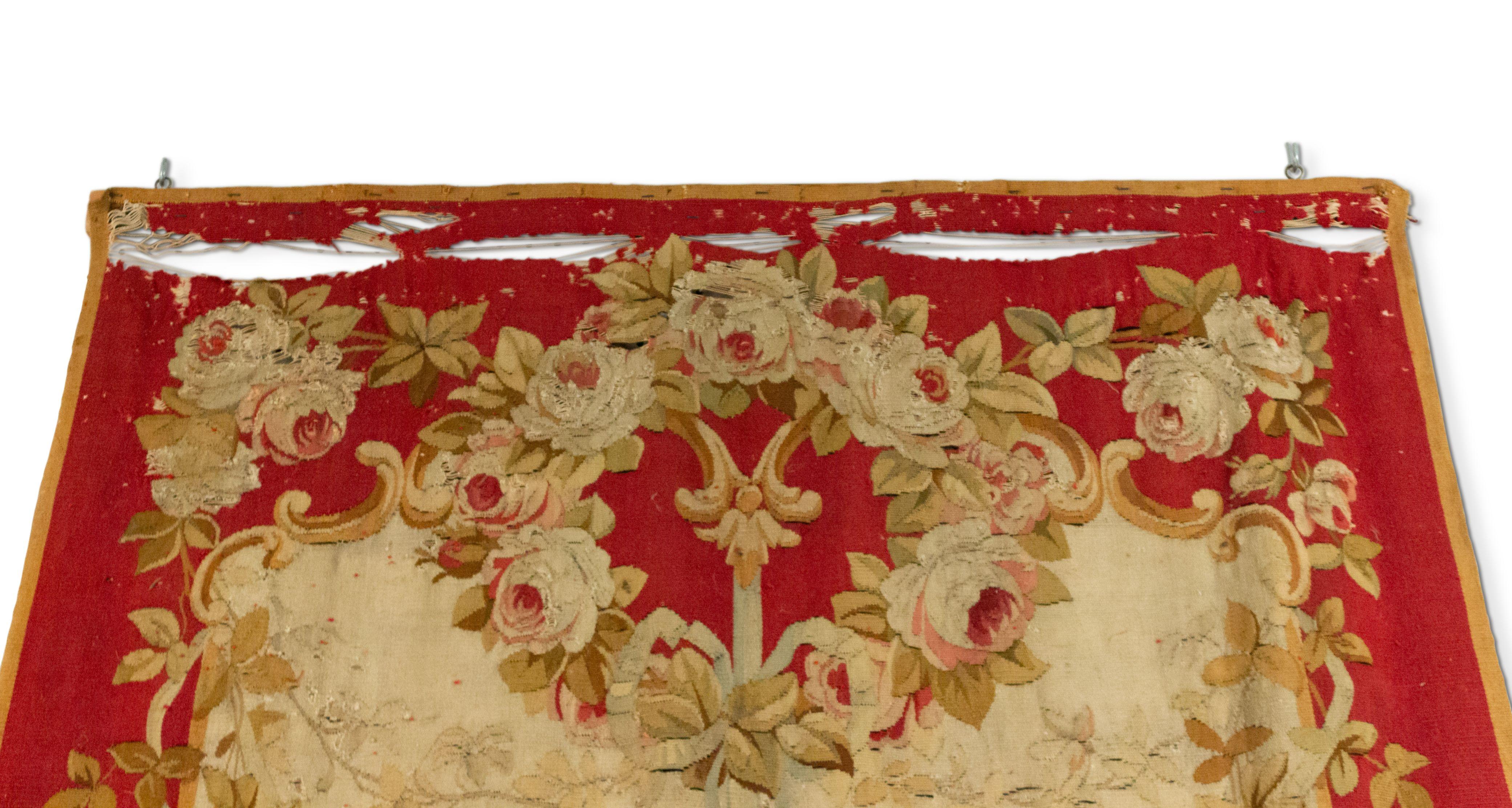 Pair of French Victorian Red Aubusson Wall Hangings For Sale 15
