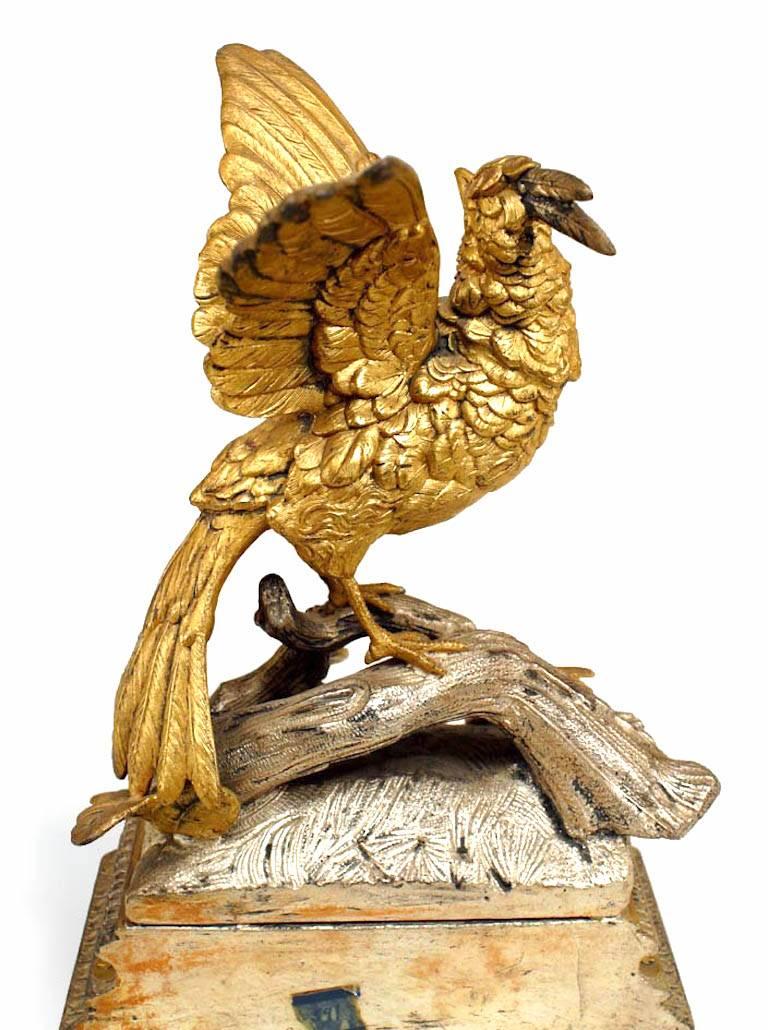 Pair of Victorian Silver and Gilt Birds For Sale 1