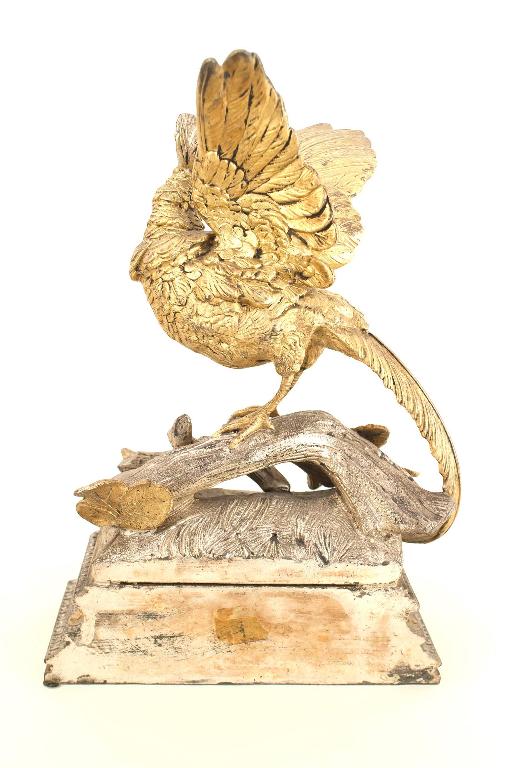 Pair of Victorian Silver and Gilt Birds For Sale 2