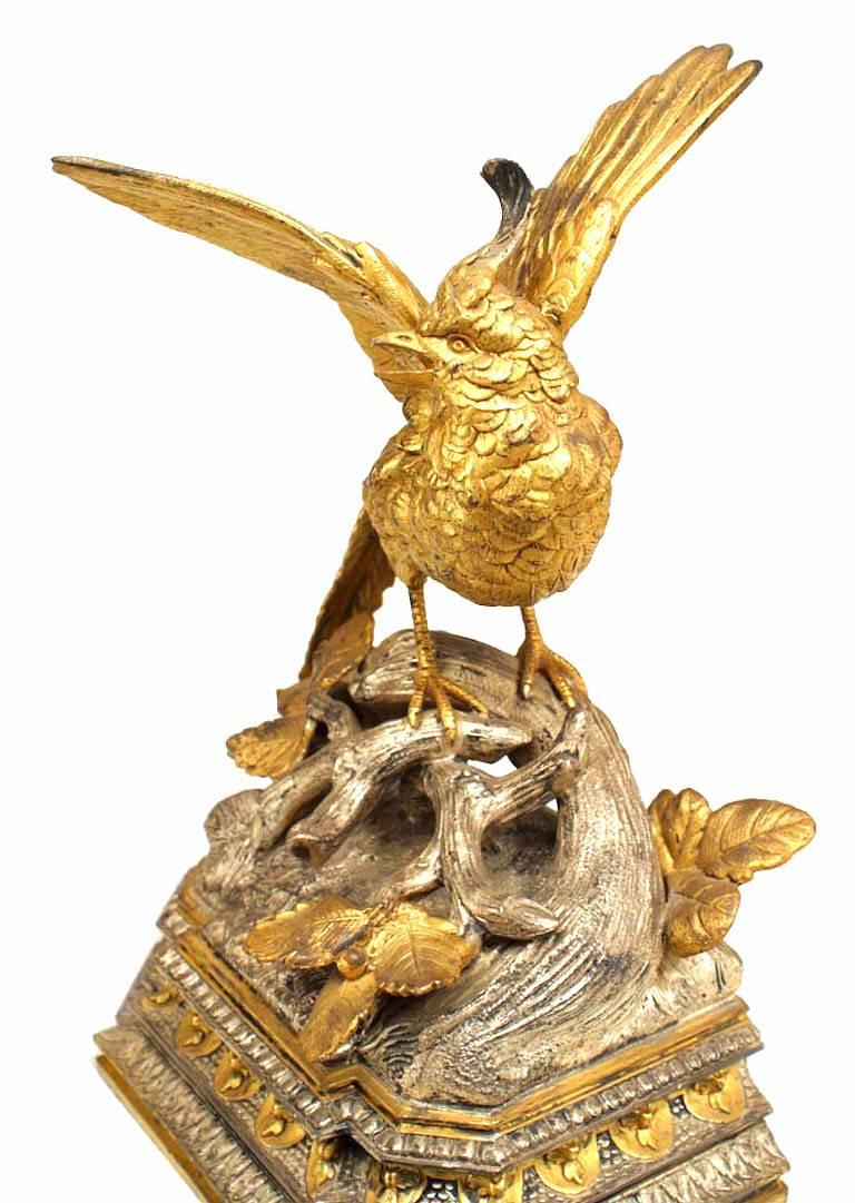 Pair of Victorian Silver and Gilt Birds For Sale 3
