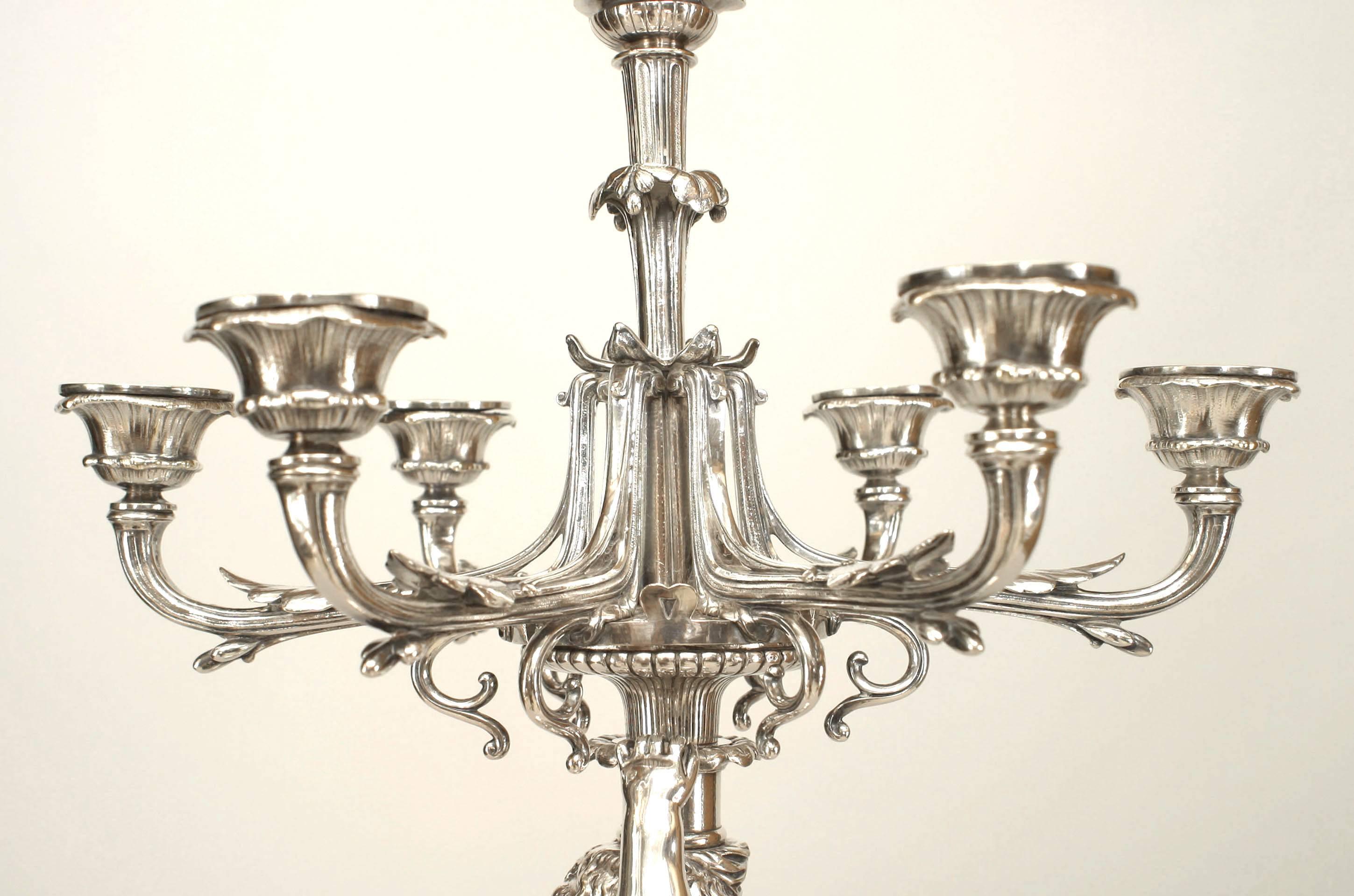 20th Century Pair of French Victorian Silver Plated Cupid Candelabras For Sale