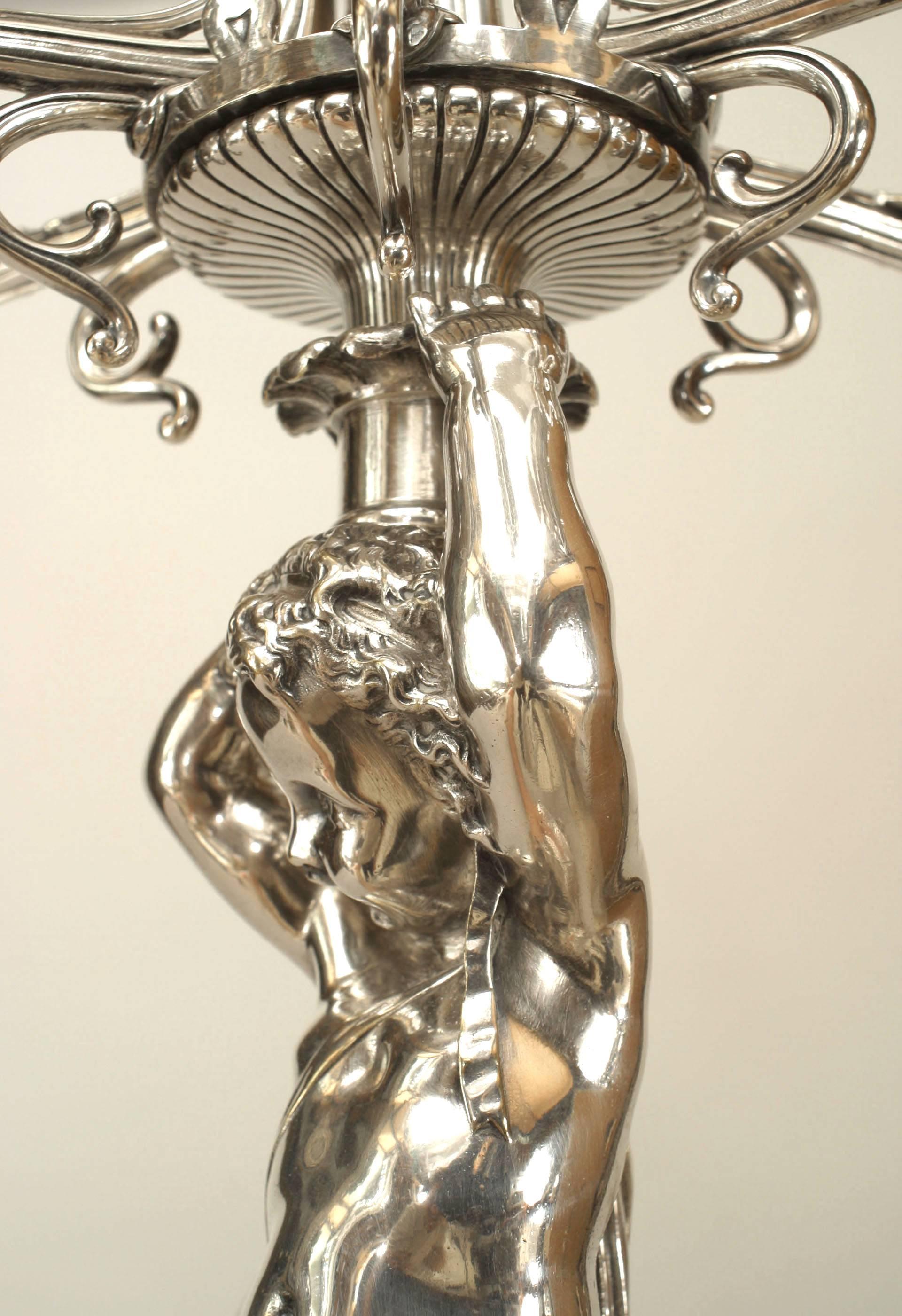Pair of French Victorian Silver Plated Cupid Candelabras For Sale 2