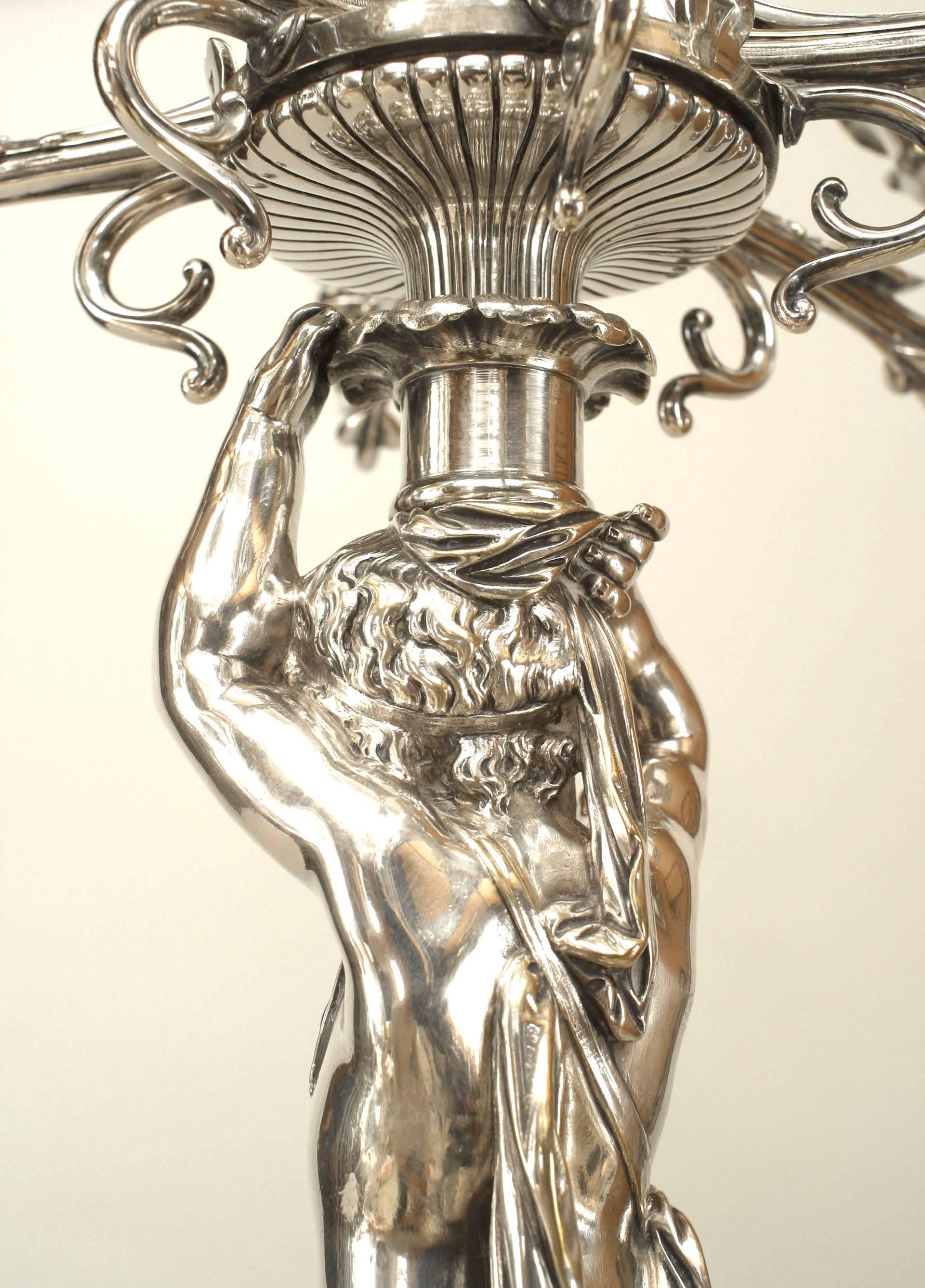 Pair of French Victorian Silver Plated Cupid Candelabras For Sale 3