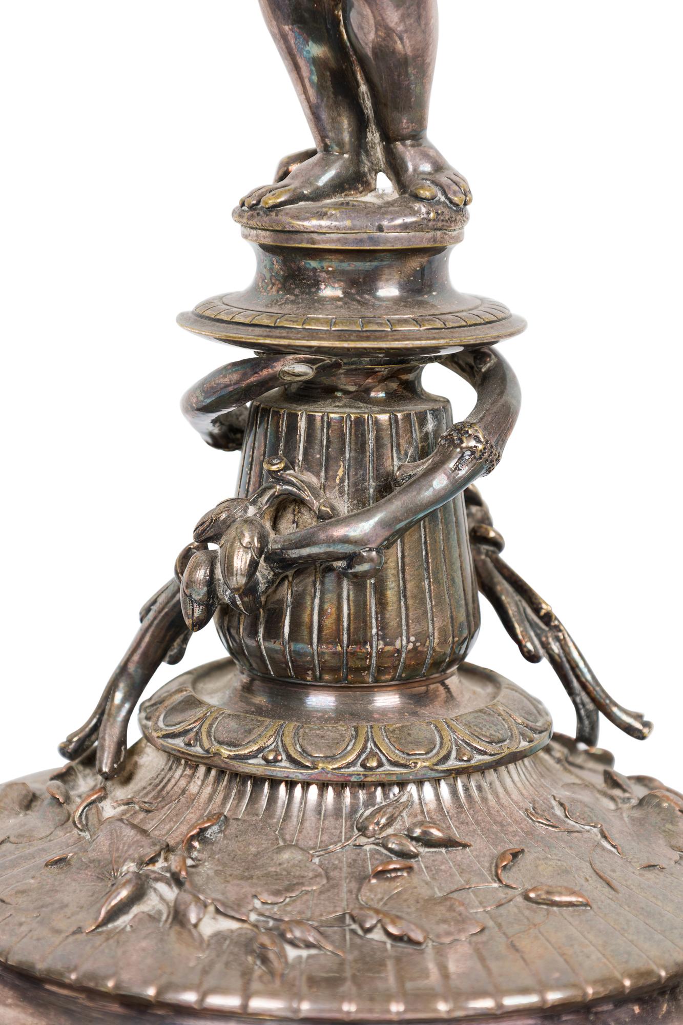 Pair of French Victorian Silver Plated Cupid Candelabras For Sale 5