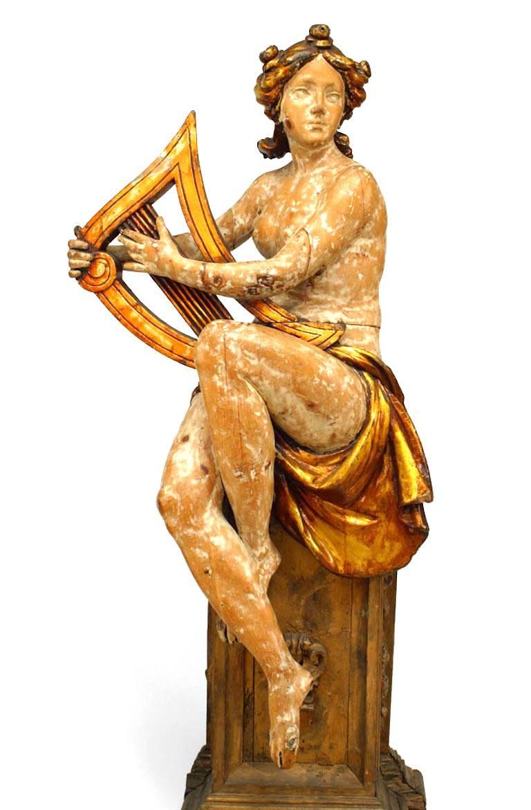 Victorien Paire de figures sculptées françaises victoriennes grandeur nature, rayées et dénudées en vente