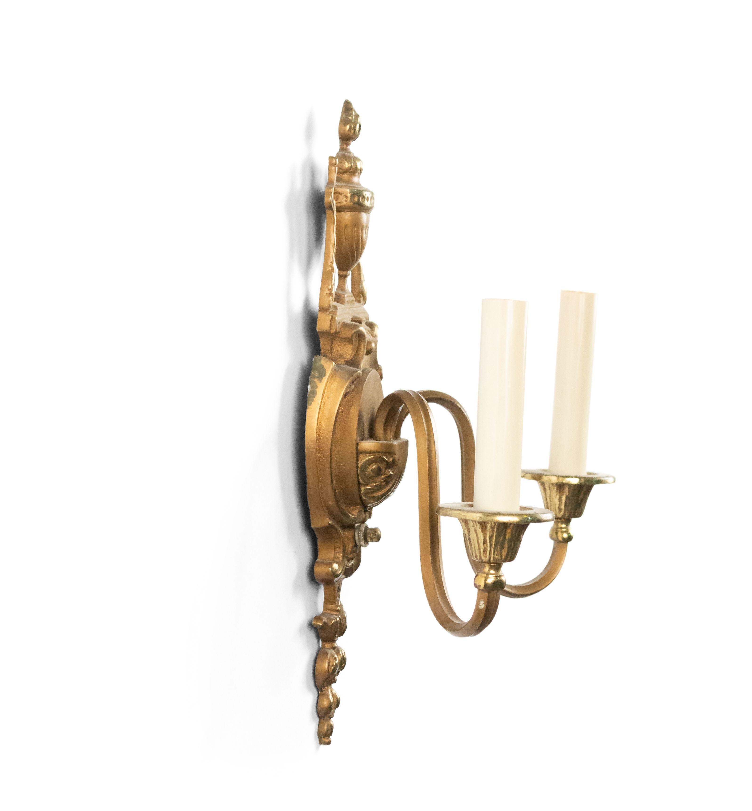 Pair of French Victorian Style Bronze and Copper Wall Sconces In Good Condition For Sale In New York, NY