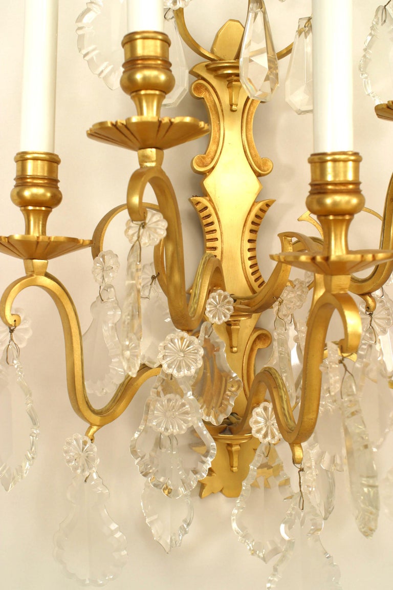 Pair of French Victorian Style Crystal Wall Sconces For ...