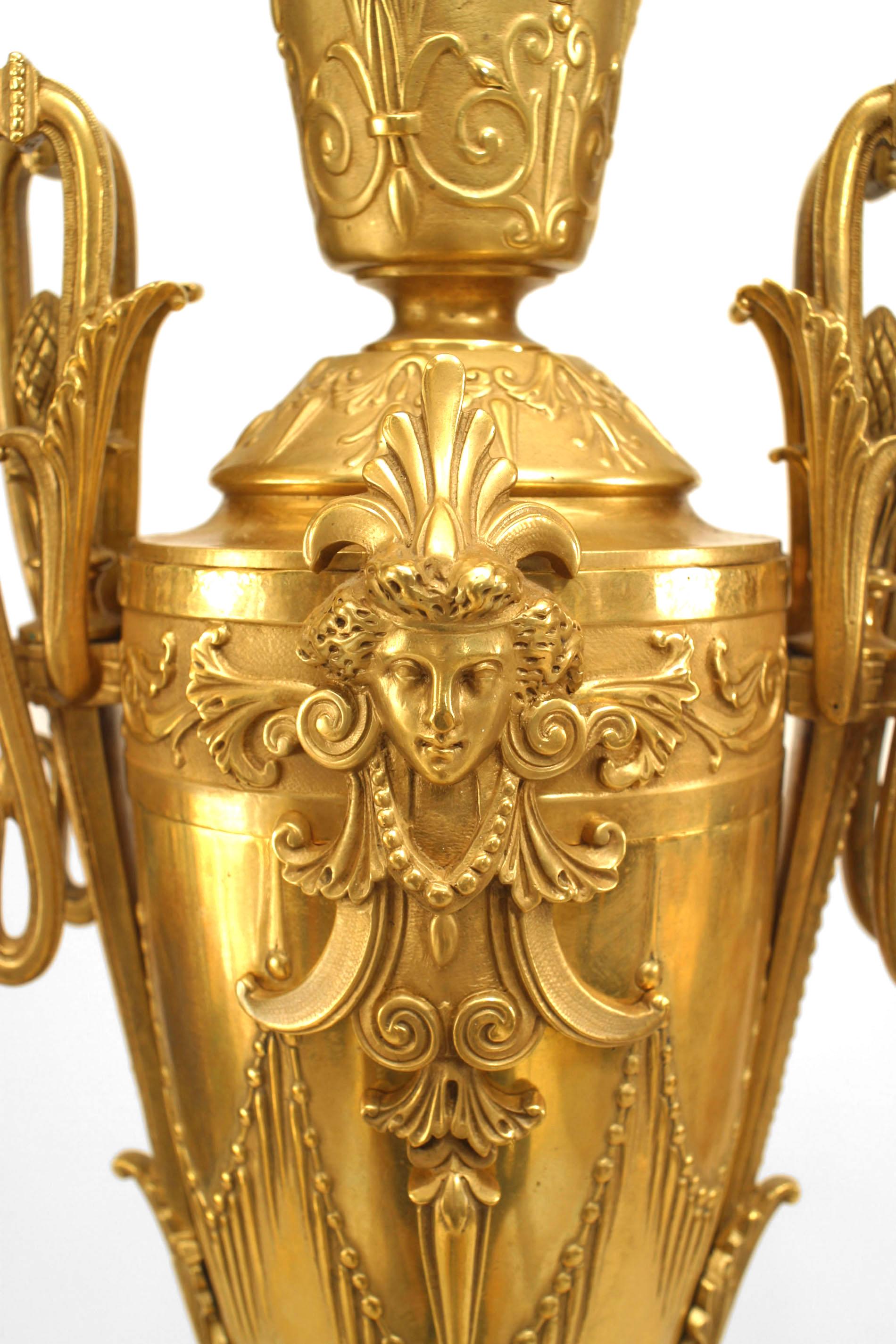 Pair of French Victorian Gilt Bronze Urn Lamps For Sale 2
