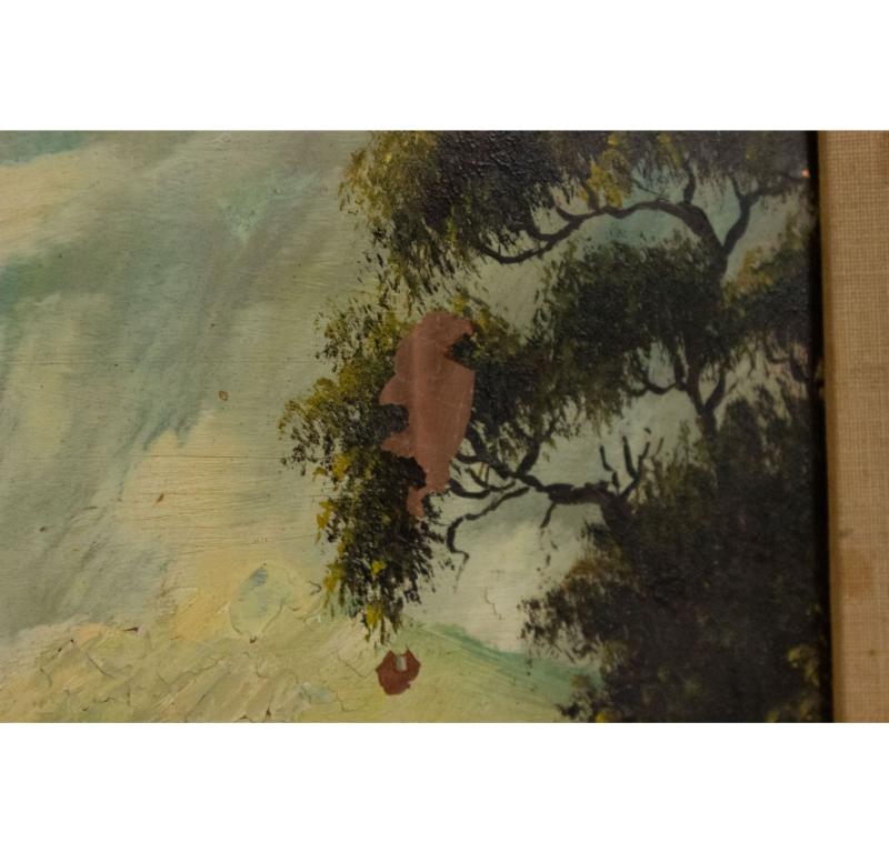 Pareja de Paisajes Verticales Victorianos Franceses de Río Francés en venta
