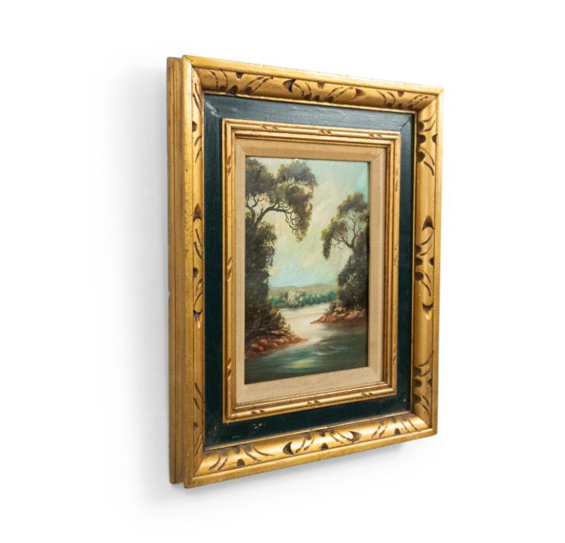 Pareja de Paisajes Verticales Victorianos Franceses de Río en venta 1