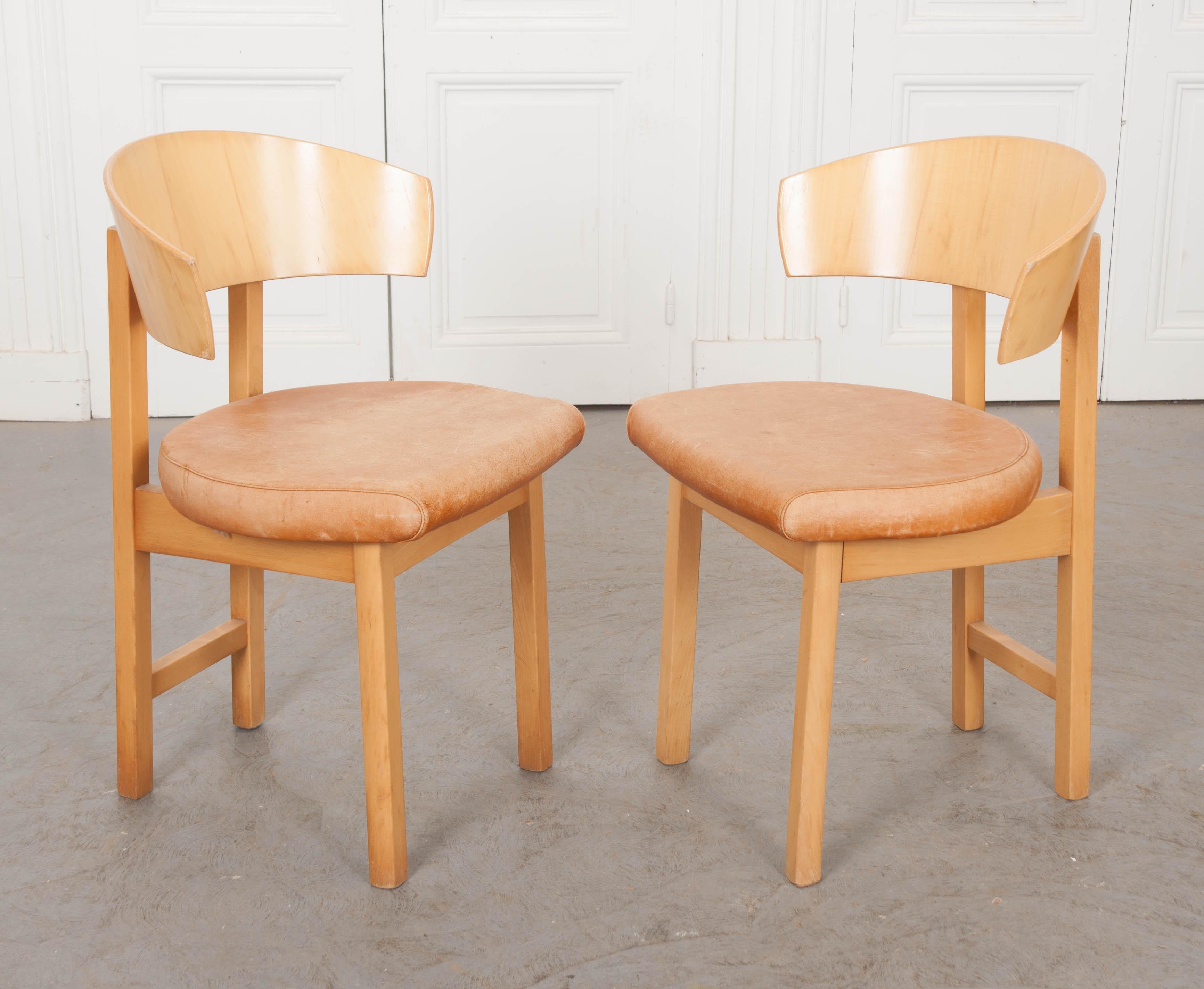 Pair of French Vintage Art Deco-Style Side Chairs In Good Condition In Baton Rouge, LA