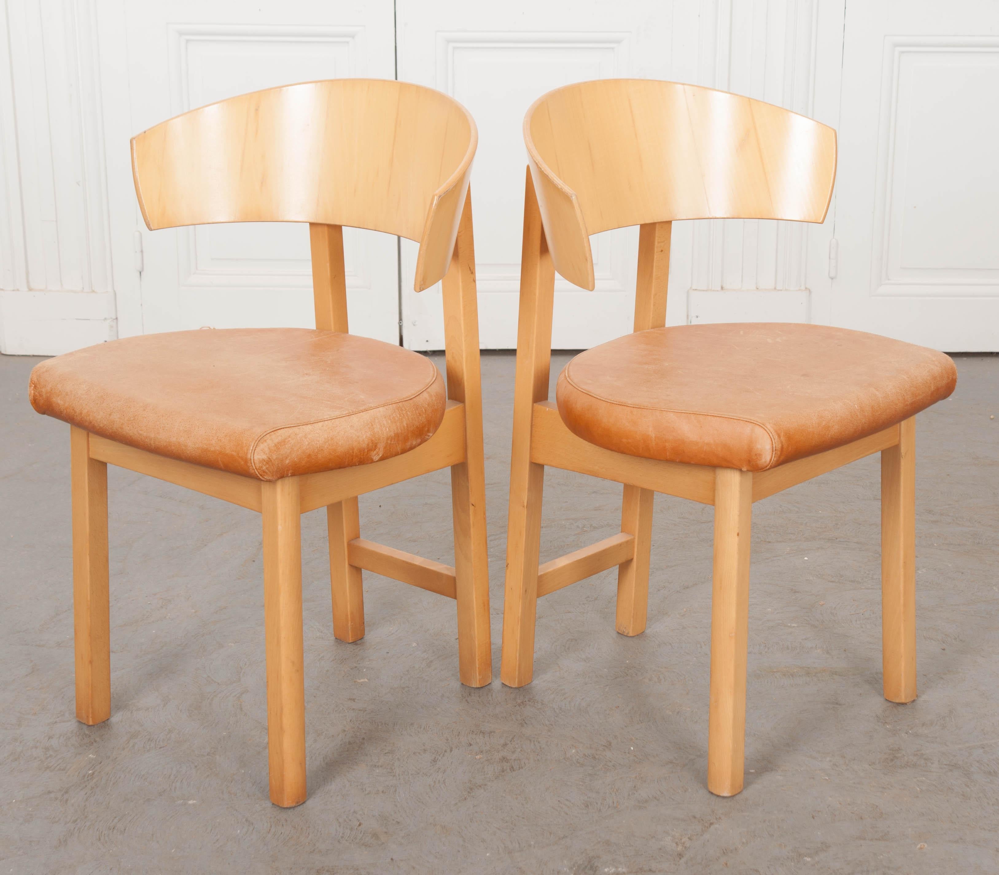 20th Century Pair of French Vintage Art Deco-Style Side Chairs