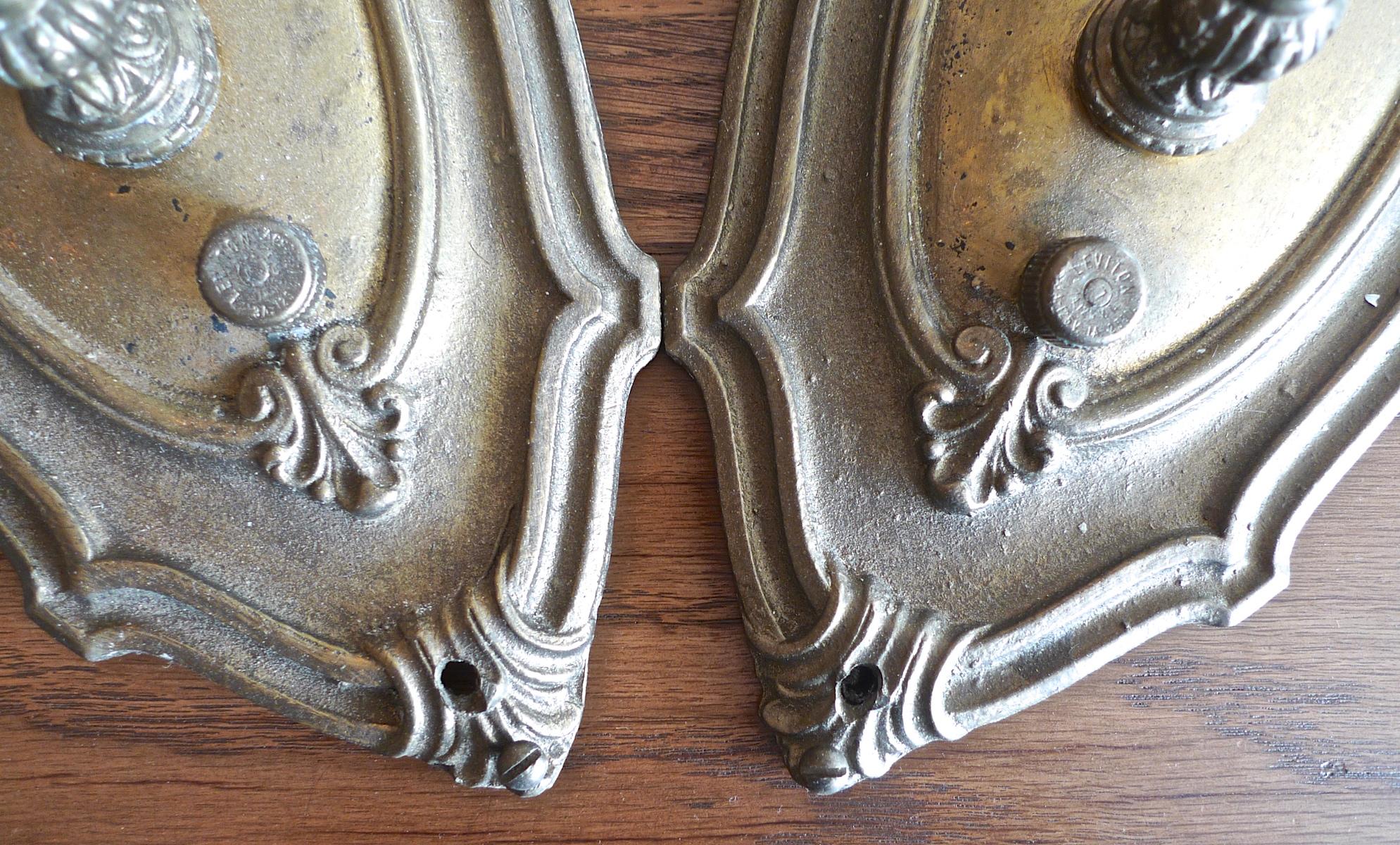 20th Century Pair of French Vintage Bronze Single Light Sconces with Control Switch