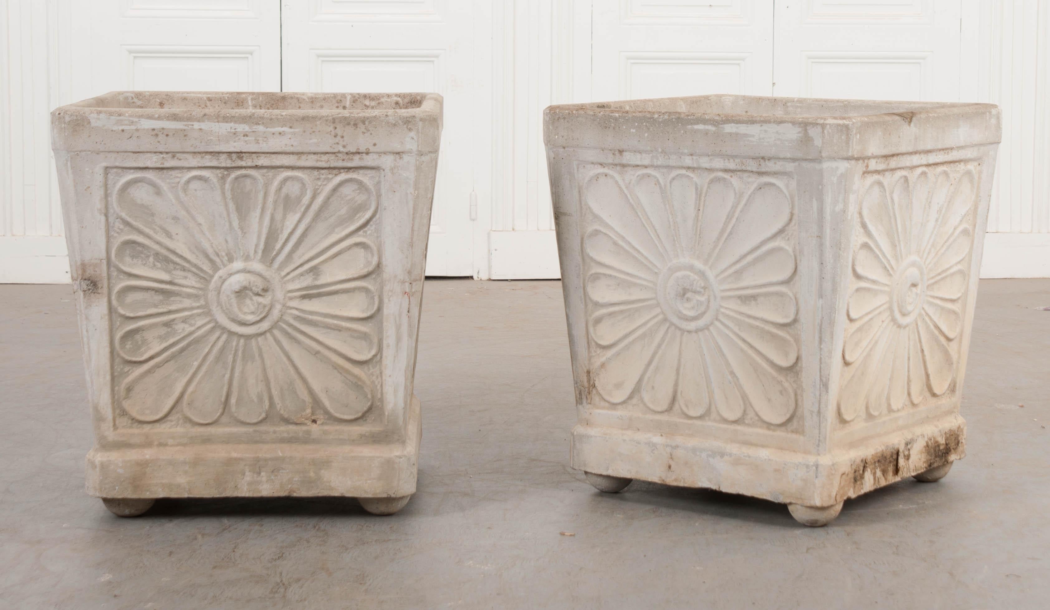 Pair of French Vintage Concrete Planters 1