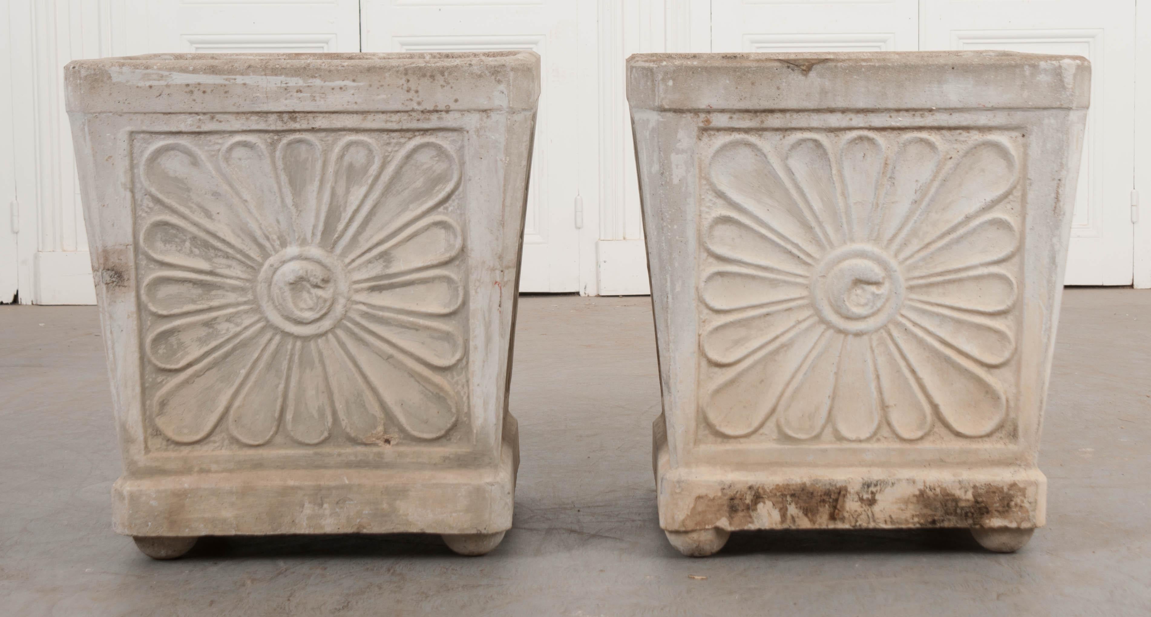 Pair of French Vintage Concrete Planters 2