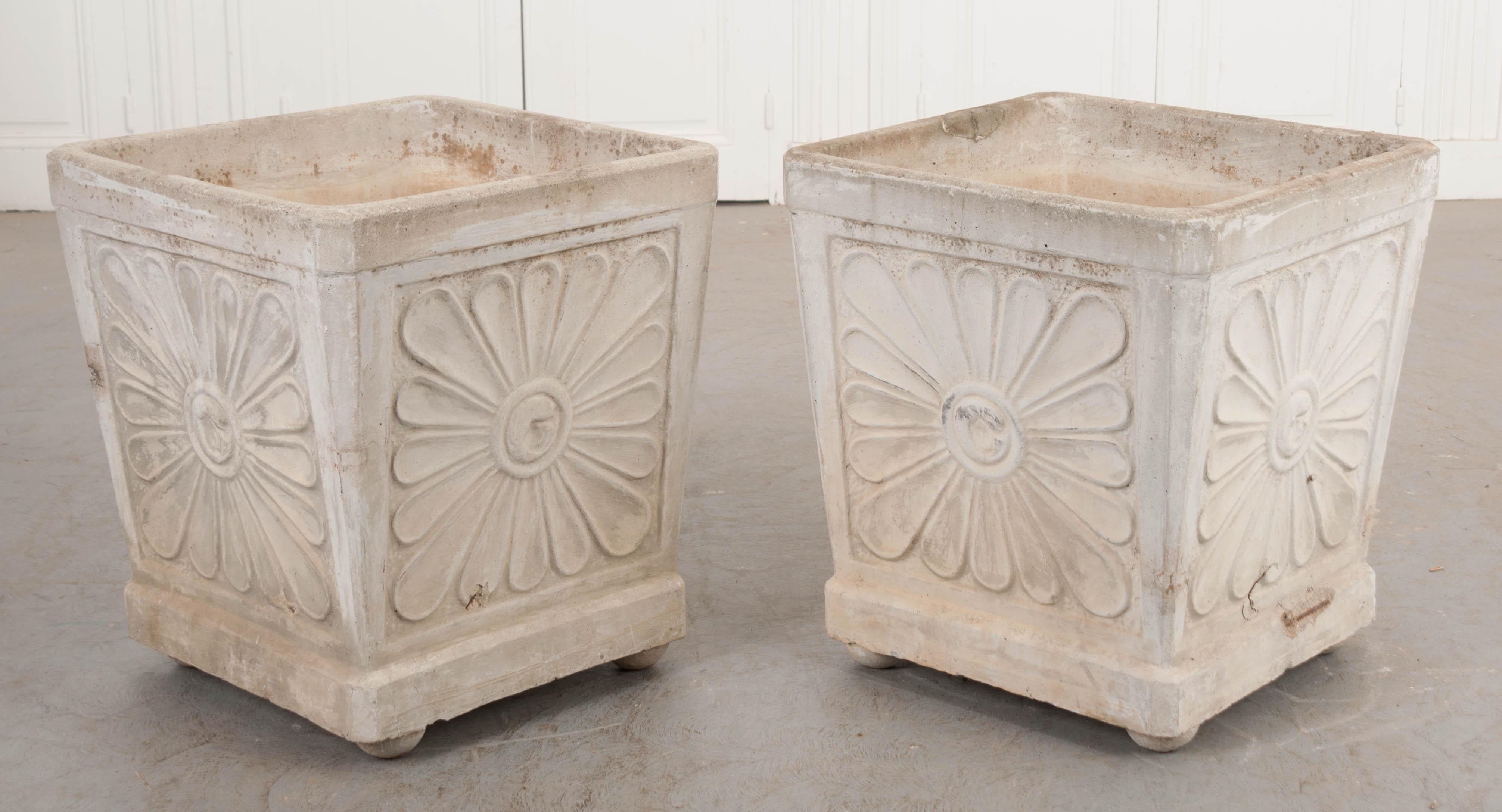 Pair of French Vintage Concrete Planters 3
