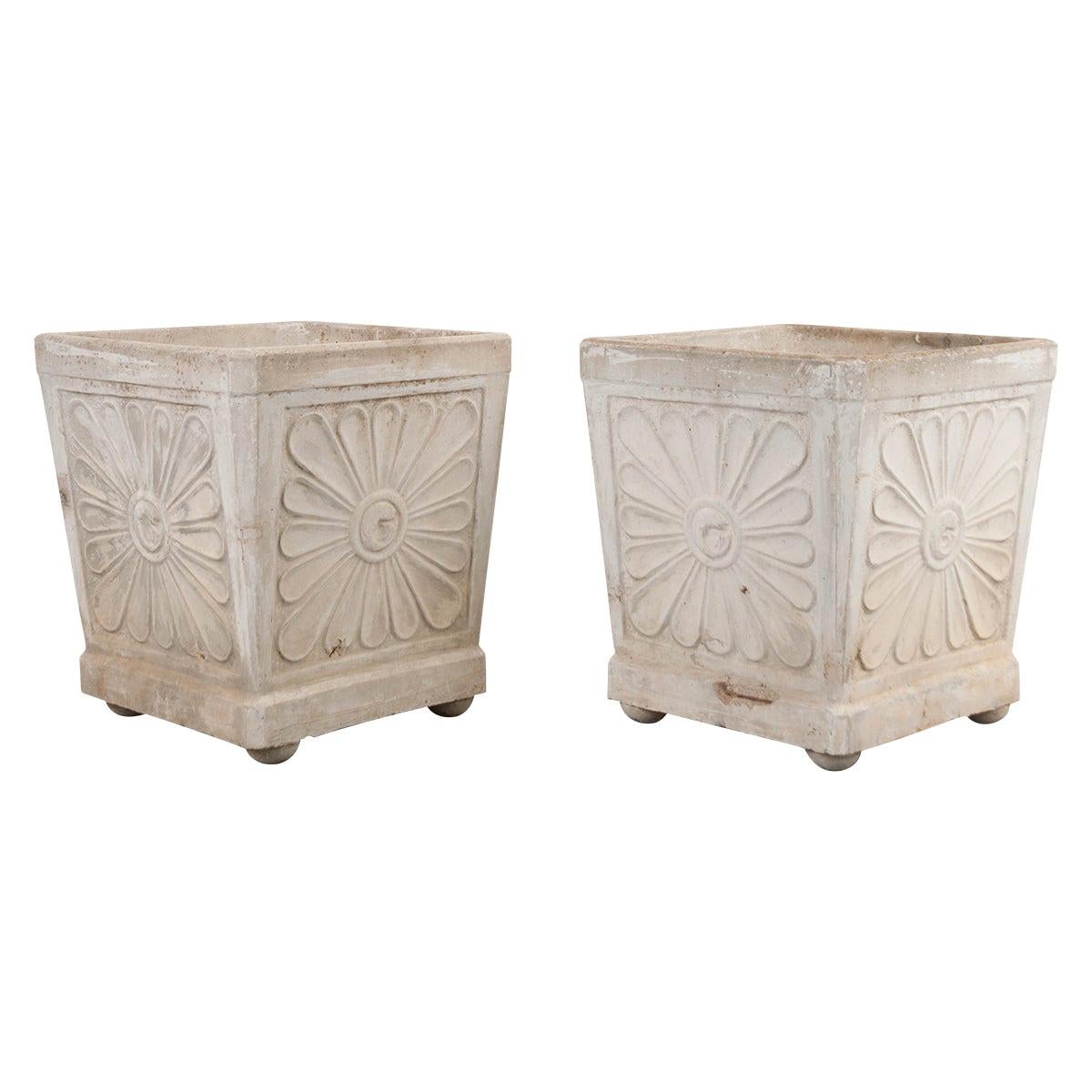 Pair of French Vintage Concrete Planters