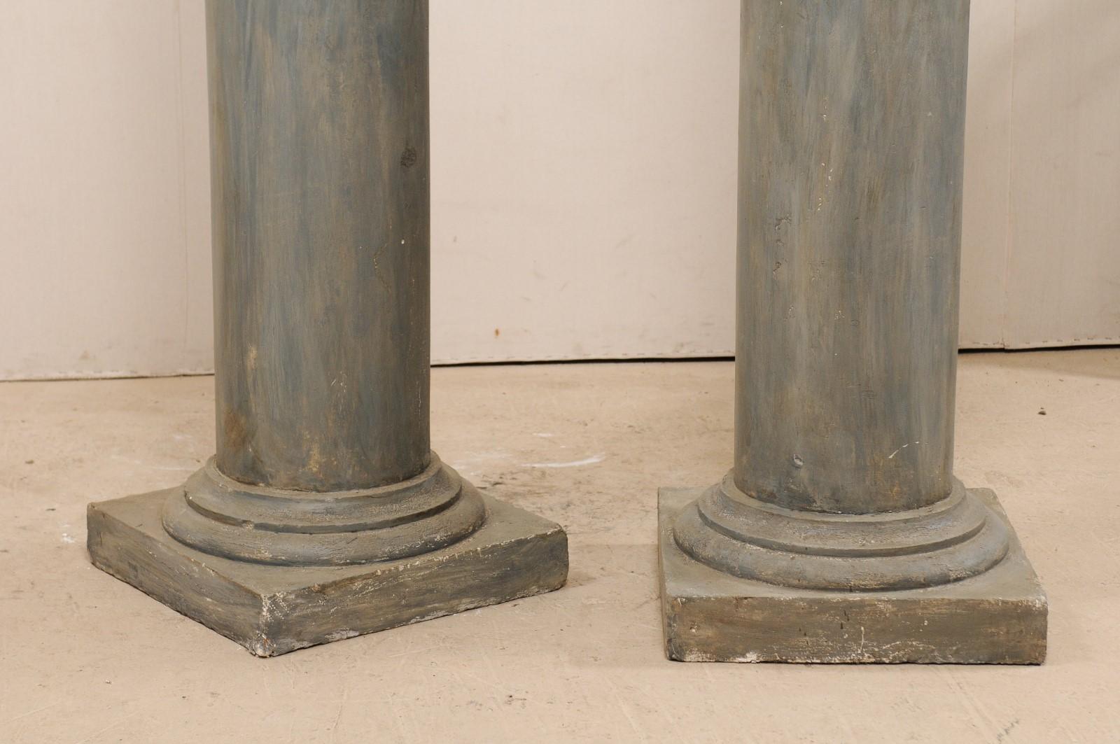 Pair of French Vintage Doric Style Painted Plaster Columns For Sale 3