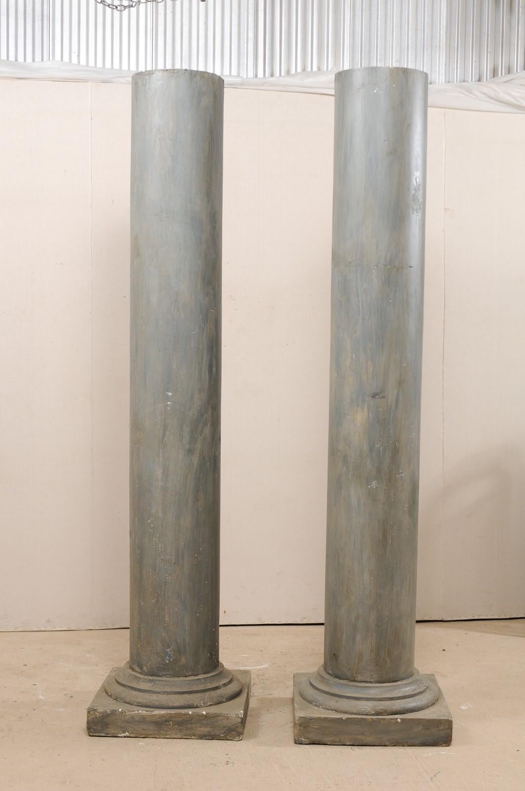 Pair of French Vintage Doric Style Painted Plaster Columns In Good Condition For Sale In Atlanta, GA