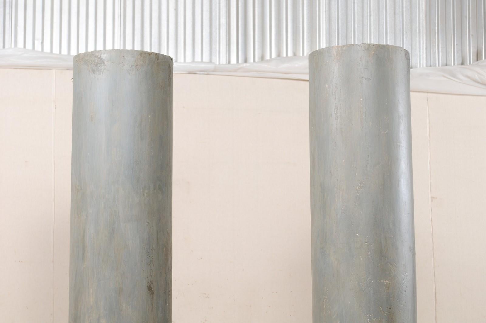 Pair of French Vintage Doric Style Painted Plaster Columns For Sale 1