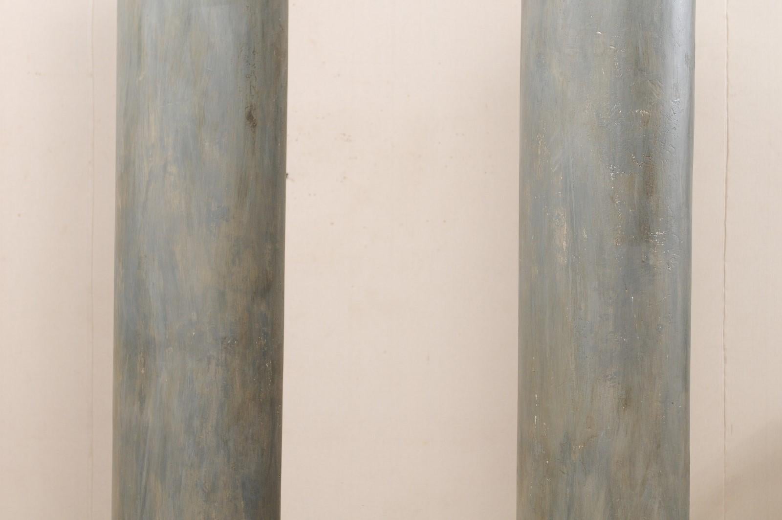 Pair of French Vintage Doric Style Painted Plaster Columns For Sale 2