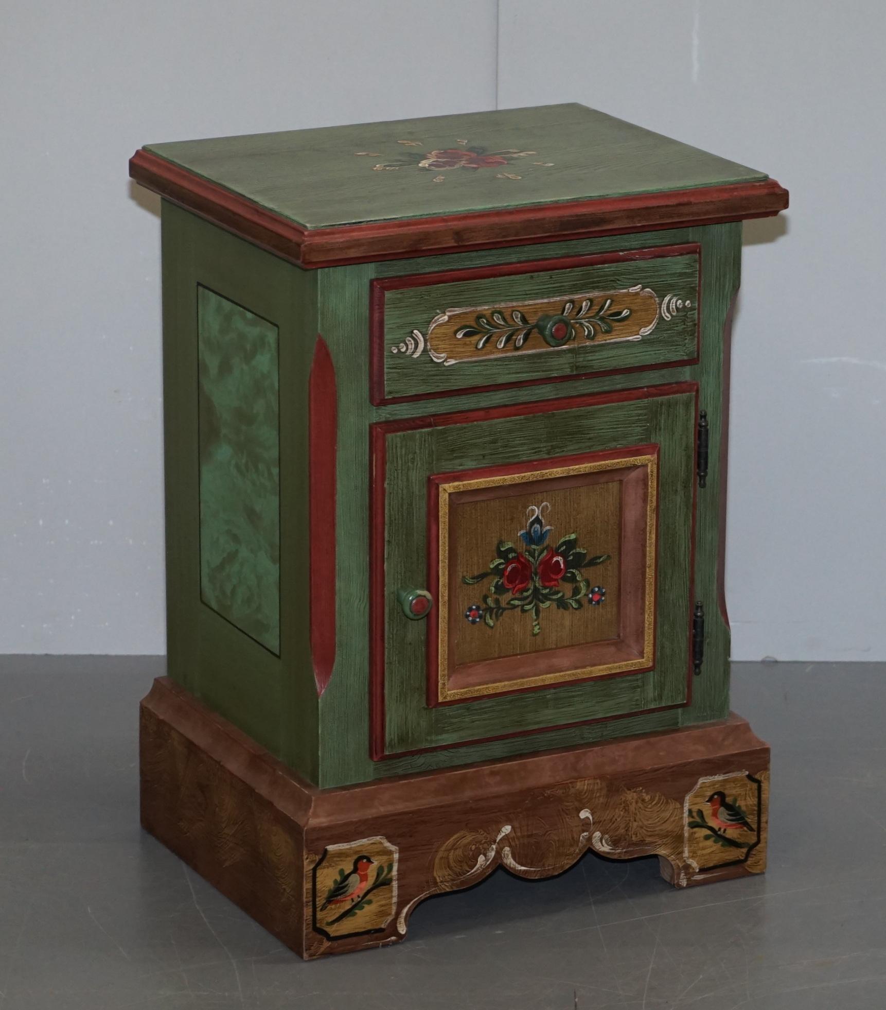 Pair of French Vintage Farmhouse Country Style Had Painted Side Cupboards Tables at 1stDibs