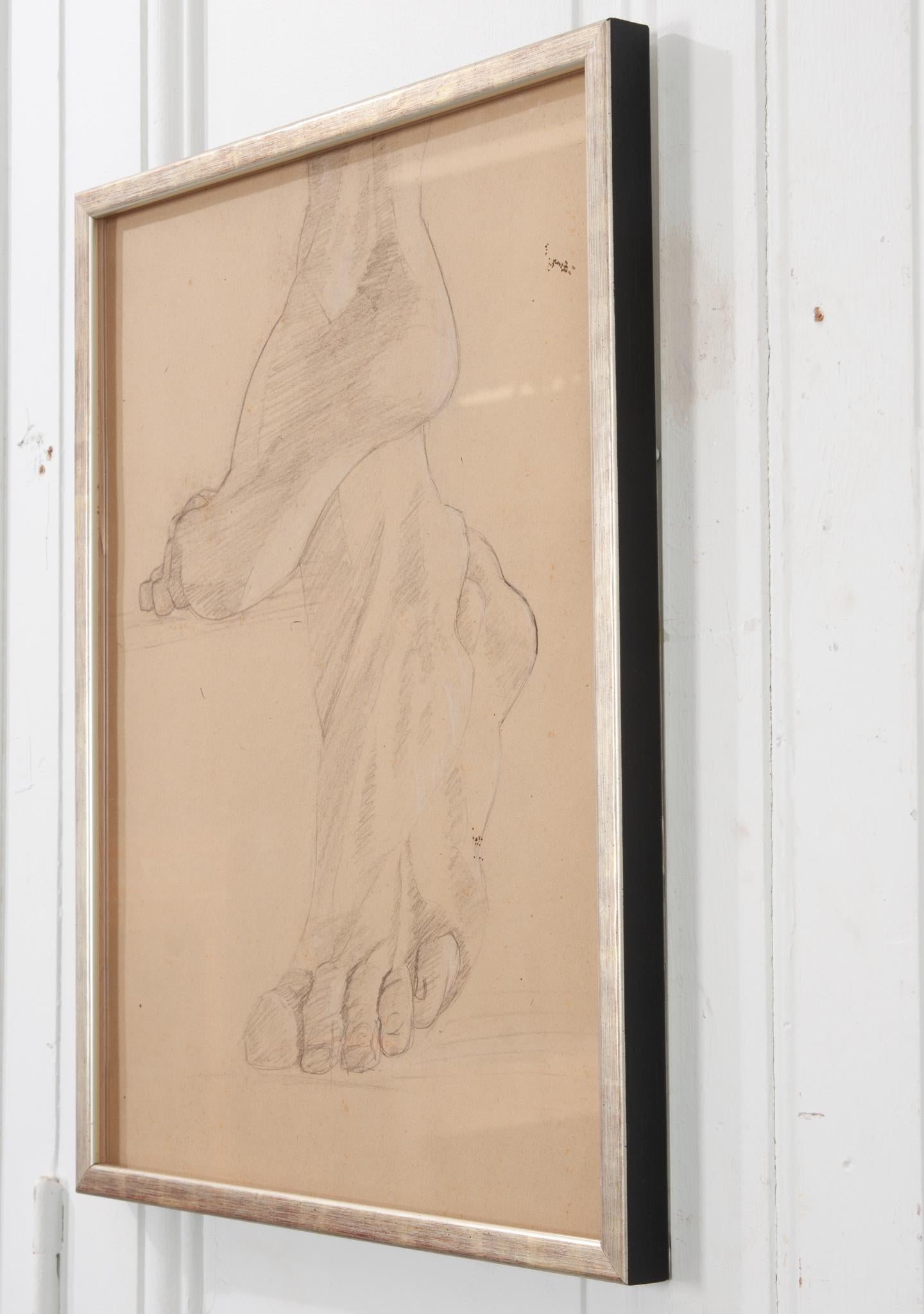 20th Century Pair of French Vintage Feet Drawings