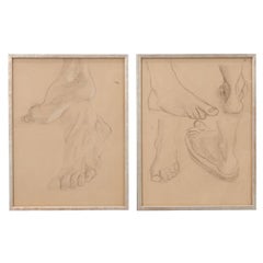 Pair of French Vintage Feet Drawings