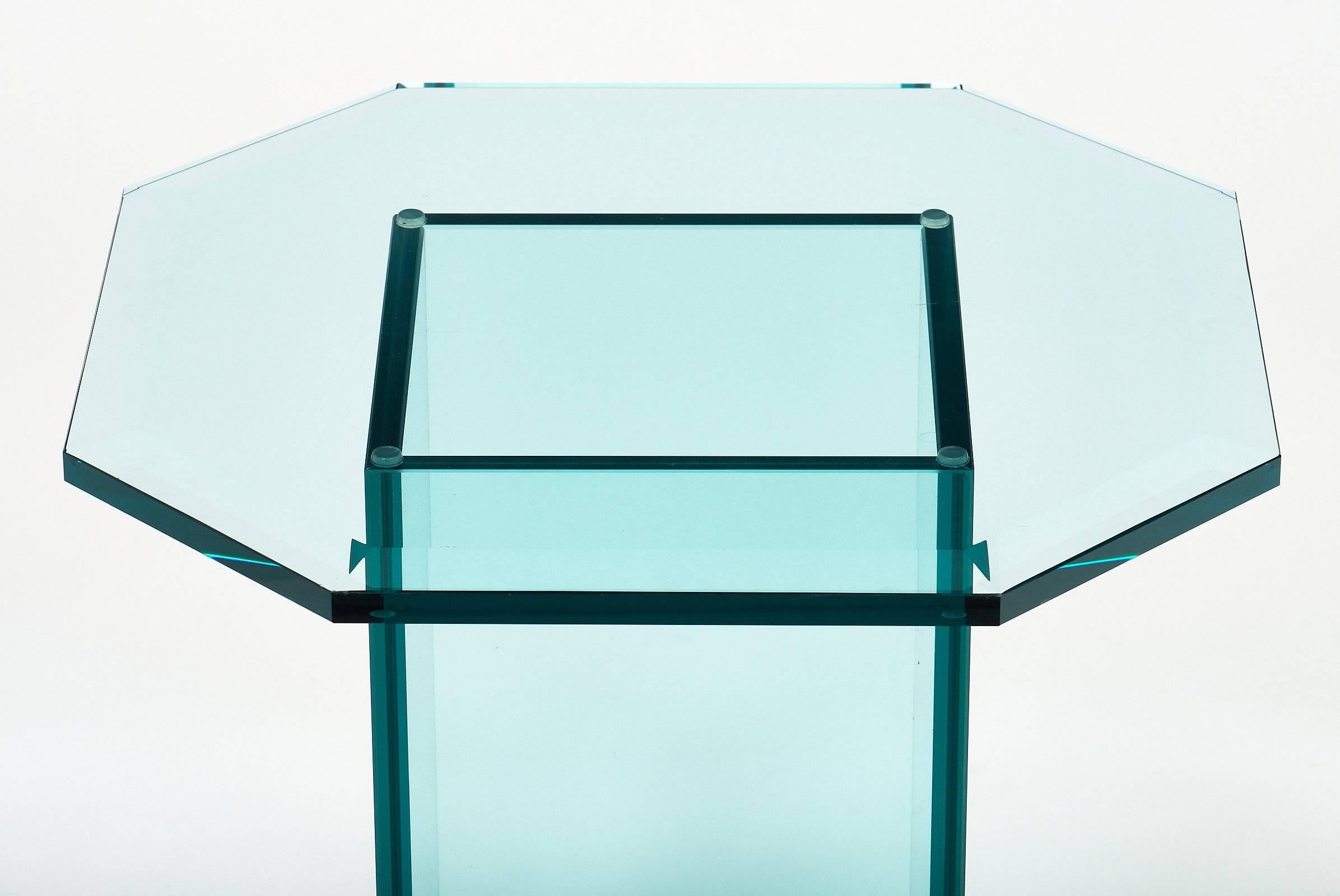 Mid-20th Century Pair of French Vintage Glass Side Tables