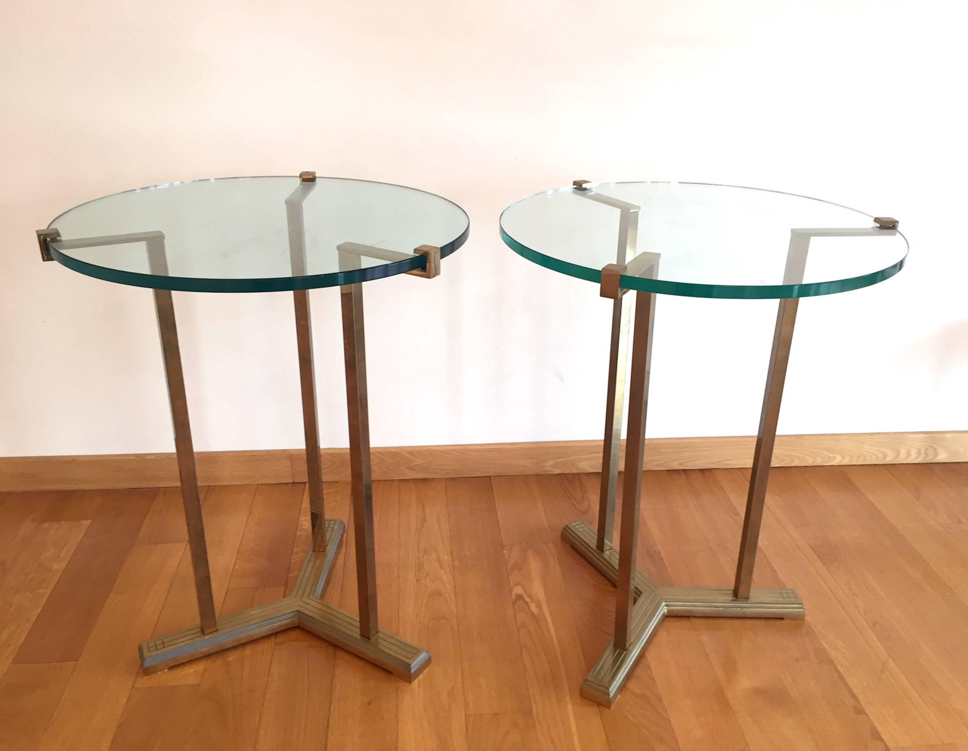 Mid-Century Modern Pair of French Vintage Gueridon, 1970s