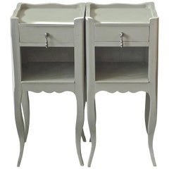 Pair of French Vintage Handcrafted Hand Painted Nightstands with One Drawer Pair of French Vintage Handcrafted Hand Painted Nightstands with One Drawer