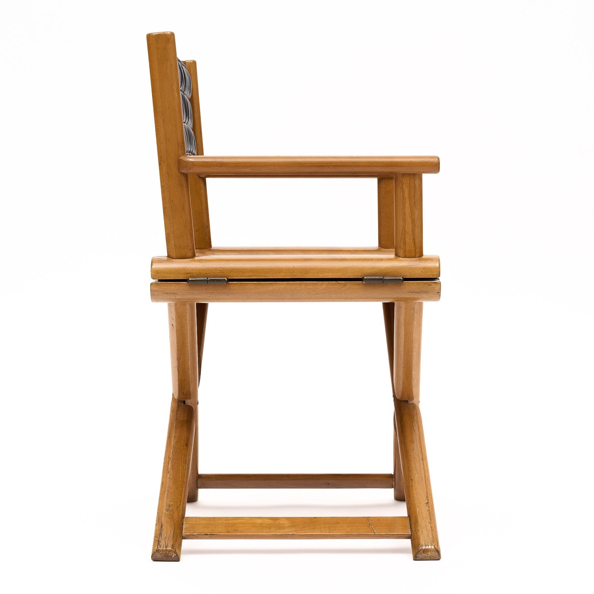 Pair of French Vintage Leather Folding Chairs For Sale 2