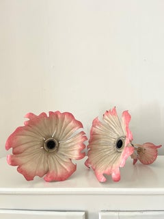 Pair of French Vintage Metal Ceiling Light Fixtures in Organic Shapes