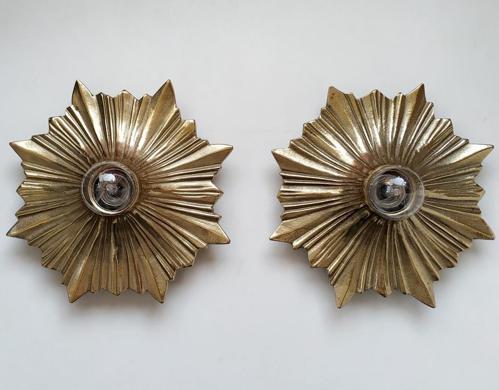 20th Century Pair of French Vintage Minimalist Ceiling or Wall Applique Light Objects Sconces